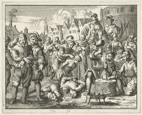 Dopers at Alzey punished, 1529, Jan Luyken, 1685 Canvas Print