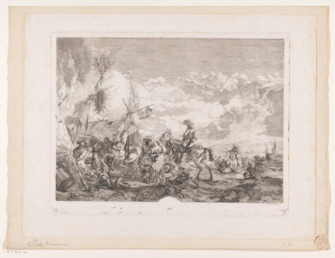 Figures in an encampment, Jean Moyreau, 1758 Canvas Print