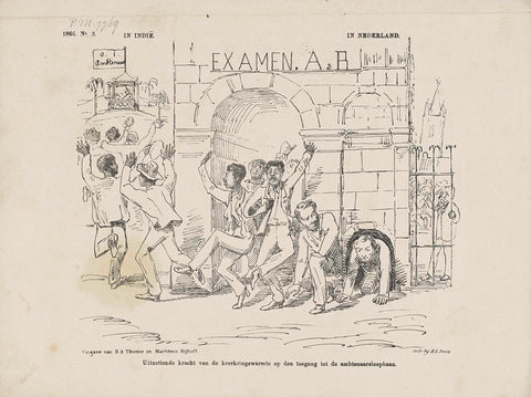 Cartoon on the easier exam in the Indies up to the civil servant career, 1866, Johan Michaël Schmidt Crans, 1866 Canvas Print