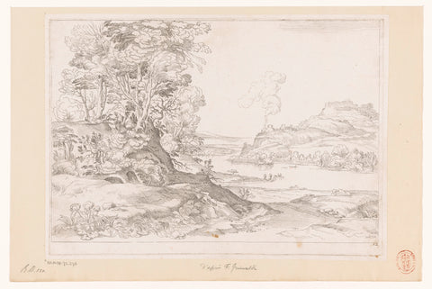 River landscape with trees, Jean Pesne, 1666 - 1695 Canvas Print