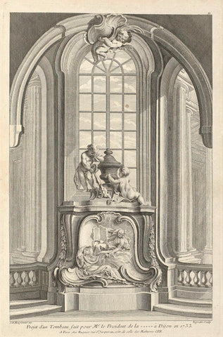 Design for a funerary monument, John Ingram, Juste Aurèle Meissonnier, 1738 - 1749 Canvas Print