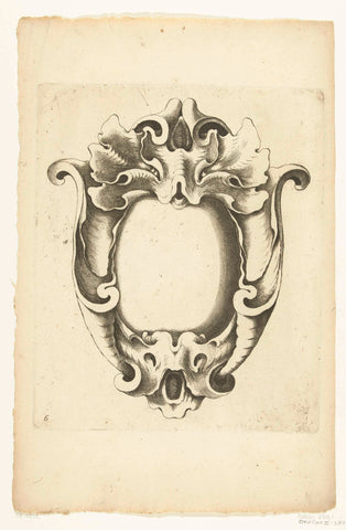 Cartouche with two masks, Jacob Lutma, c. 1654 - c. 1678 Canvas Print