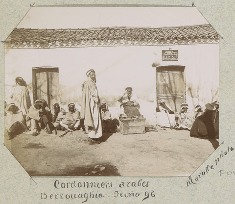 Shoemakers in front of a café in Berrouaghia (Algeria), Marotte (photographer), 1896 Canvas Print