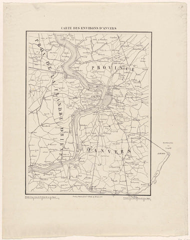 Map of and surroundings of Antwerp, 1832, anonymous, 1832 - 1833 Canvas Print