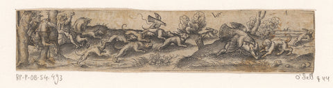 Hare hunt with falcons and dogs, Virgil solis, 1524 - 1562 Canvas Print