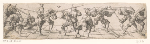 Fencing exercises by thirteen soldiers, Virgilius Solis, 1524 - 1562 Canvas Print