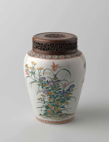 Jar with two large flower groups, anonymous, c. 1800 - c. 1899 Canvas Print