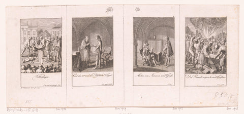 Four performances from the history of Bartholomeusnacht, Daniel Nikolaus Chodowiecki, 1797 Canvas Print