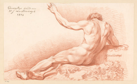 Seated male nude, seen on the back (3rd prize 1804), Wouter Johannes van Troostwijk, 1804 Canvas Print