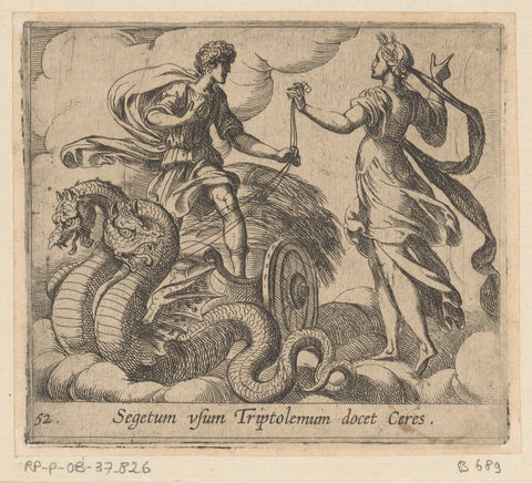 Triptolemus receives the car from Ceres, Antonio Tempesta, 1606 Canvas Print