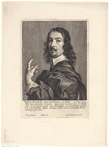 Portrait of Stefano della Bella, Wenceslaus Hollar, 1649 - 1670 Canvas Print