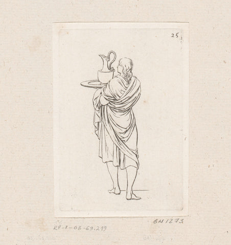 Man on the back seen with tray and carafe, Sébastien Leclerc (I), 1706 Canvas Print