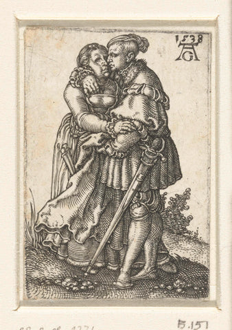 Omhelzend paar, Heinrich Aldegrever, 1538 Canvas Print