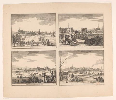 Views of Bommenede, Renesse, Haamstede and Bruinisse, Pieter Hendricksz. Schut, 1719 - 1725 Canvas Print