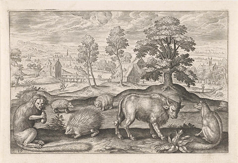 Various animals, Adriaen Collaert, 1595 - 1599 Canvas Print