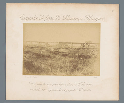 View of a railway bridge over the Rio Movene in Mozambique, Manuel Romão Pereira, c. 1889 - c. 1895 Canvas Print