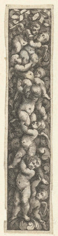 Strip with trophy of putti, Jacques Vauquer, after 1631 - before 1676 Canvas Print