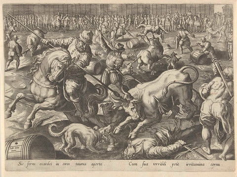 Bullfight, Philips Galle, 1578 Canvas Print