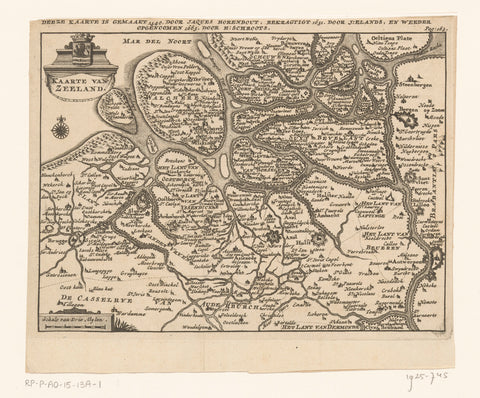 Map of Zeeland, anonymous, 1715 - 1755 Canvas Print