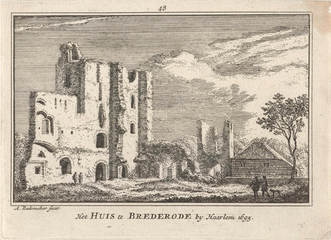 View of the ruins of Brederode Castle, 1695, Abraham Rademaker, 1727 - 1733 Canvas Print