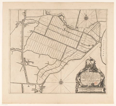 Map with the lots of the Starnmeerpolder, 1643, anonymous, in or after 1643 Canvas Print