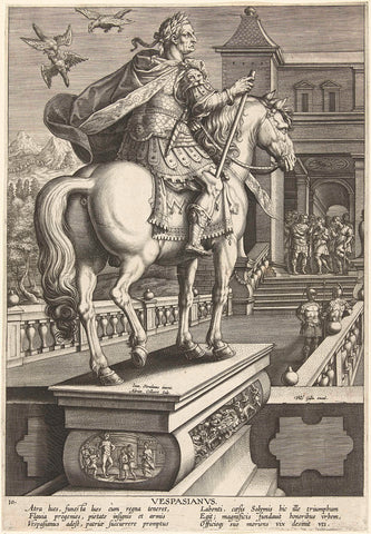 Emperor Vespasian on horseback, Adriaen Collaert, 1587 - 1589 Canvas Print