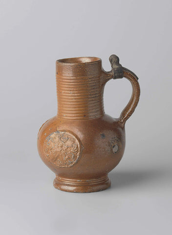 Jug with coat of arms and ribbed neck, anonymous, c. 1570 - c. 1600 Canvas Print