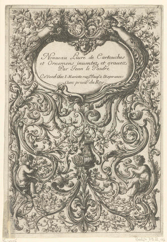 Titelblad: Nouueau Liure de Cartouches et Ornemens, Jean Lepautre, c. 1682 - c. 1734 Canvas Print