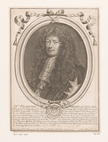 Portret van François-Michel Le Tellier, markies de Louvois, Nicolas de Larmessin (I), 1642 - 1678 Canvas Print