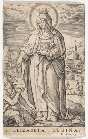H. Elisabet van Hongarije, Johannes Wierix, 1559 - before 1620 Canvas Print