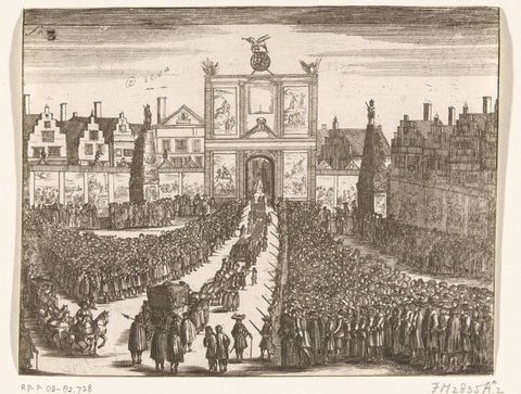 Honorary gate founded for the Hoogstraat in The Hague, 1691, anonymous, 1691 Canvas Print