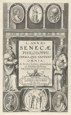 Title page for L. Annaei Senecae Philosophi Opera, 1615, Theodoor Galle, 1615 Canvas Print