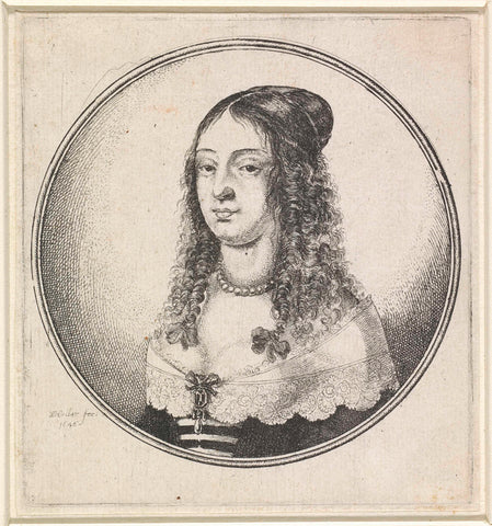 Woman with low cleavage and pearl necklace, Wenceslaus Hollar, 1646 Canvas Print