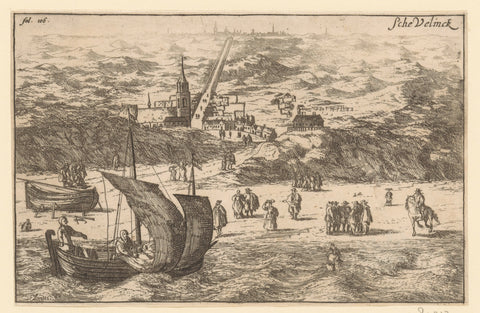 View of Scheveningen from the sea, Cornelis Elandts, 1668 - 1700 Canvas Print