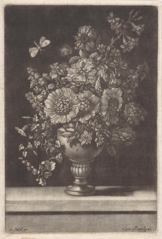 Flowers in a vase, anonymous, 1662 - 1726 Canvas Print