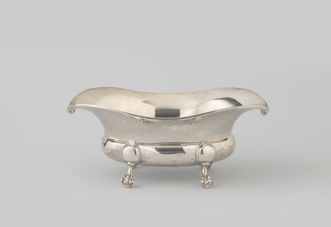 Sauce bowl, oval, on four claw legs, Anton Hinrich Pape, 1789 Canvas Print