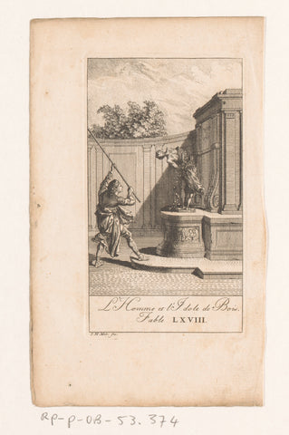 Fable of the man and the wooden idol, Johann Heinrich Meil (der Ältere), 1758 Canvas Print