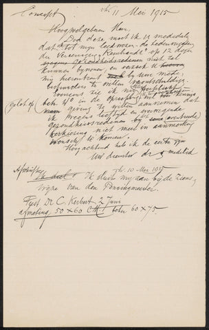 Concept letter to the anonymous, August Allebé, 1915 Canvas Print