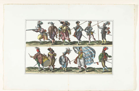 Double plate with eleven armed civilians in uniform according to fashion in Antwerp, ca. 1580, anonymous, 1872 - 1875 Canvas Print