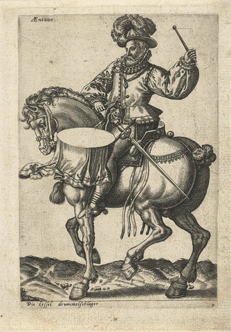 German Drummer on Horseback, Abraham de Bruyn (attributed to), 1577 Canvas Print