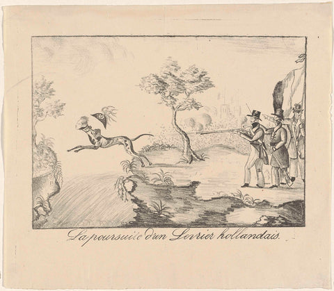 Hunting a greyhound, 1830, anonymous, 1830 - 1831 Canvas Print