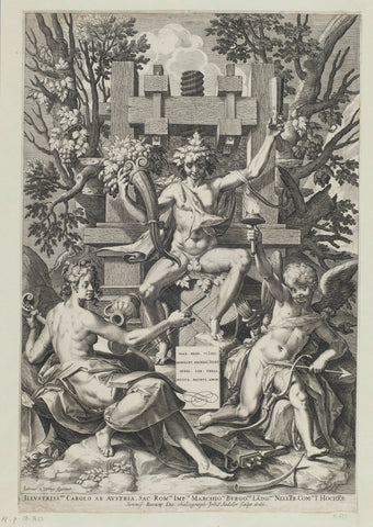 Bacchus, Love in Music, Johann Sadeler (I), 1588 - 1595 Canvas Print