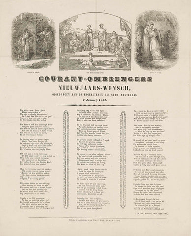 New Year's wish of the Amsterdam newspaper broadcasters for the year 1857, Auguste Pontenier, 1856 - 1857 Canvas Print