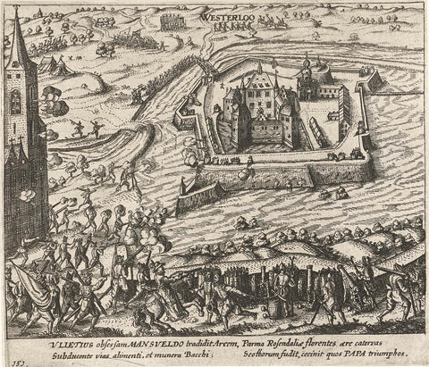 Westerlo Castle conquered by Mansfeld, 1583, anonymous, 1613 - 1615 Canvas Print