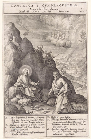 Christ in the wilderness, Hieronymus Wierix, 1593 Canvas Print