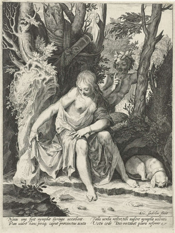 Pan spied on the nymph Syrinx, Aegidius Sadeler, 1580 - 1629 Canvas Print