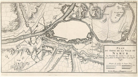 Plan of the siege of the city of Namur, 1746, anonymous, 1746 Canvas Print