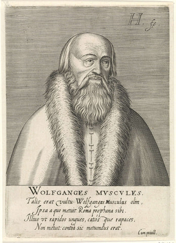 Portrait of Wolfgang Musculus, Hendrick Hondius (I), 1599 Canvas Print