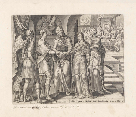 Marriage of Tobias and Sara, anonymous, 1556 - 1633 Canvas Print