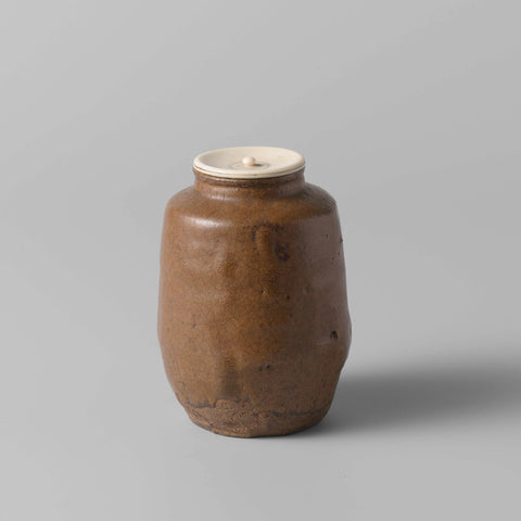 Tea caddy with a brown glaze, anonymous, anonymous, c. 1400 - c. 1950 Canvas Print